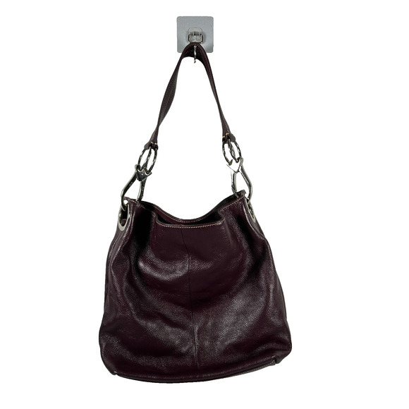 Celsius Women's Red Burgundy Leather Detachable Strap Shoulder Bag Size Medium - Picture 1 of 11